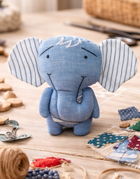 Handmade Fabric Elephant Doll Toy for Kids