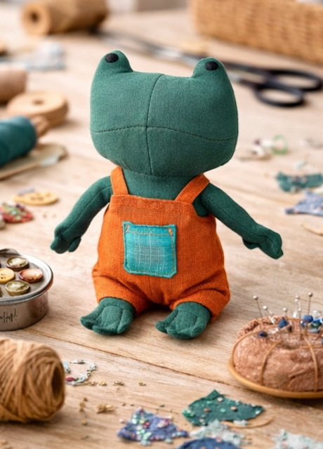 Handmade Fabric Frog Doll Toy for Kids
