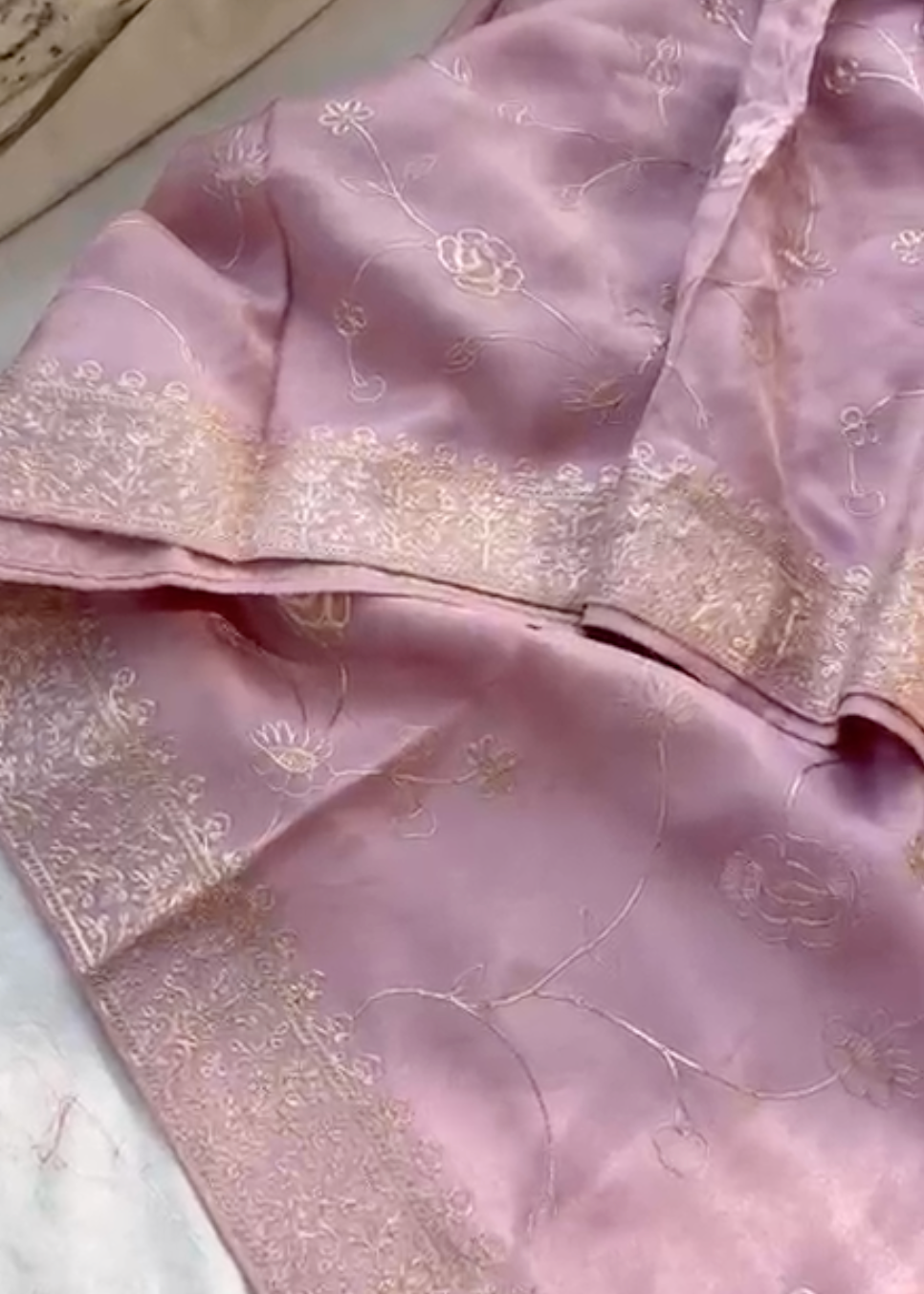 Muga Silk x Soft Tussar Silk Saree with Pittan Embroidery