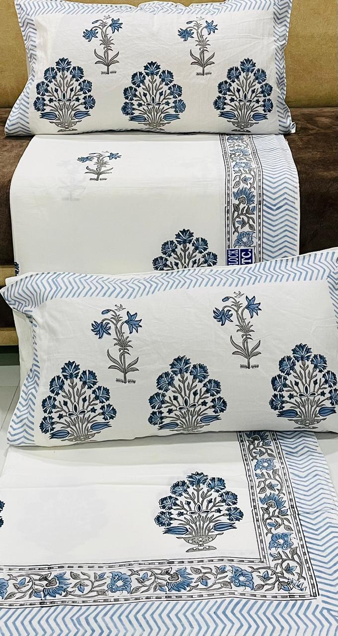 Handblock Print King Size Double Bedsheet