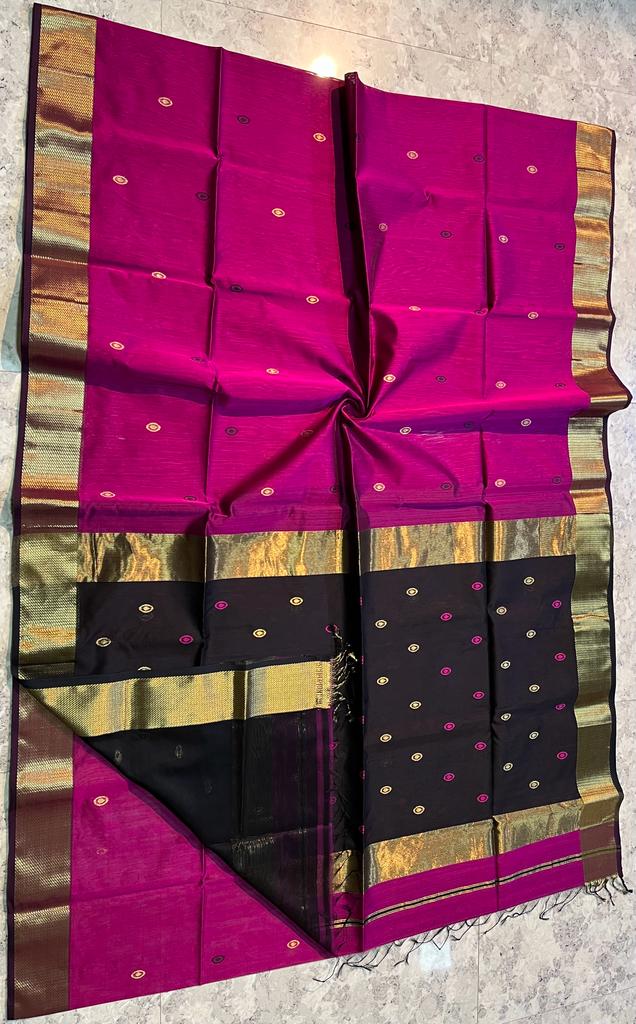 Handloom  Maheshwari Meena Buti  Saree