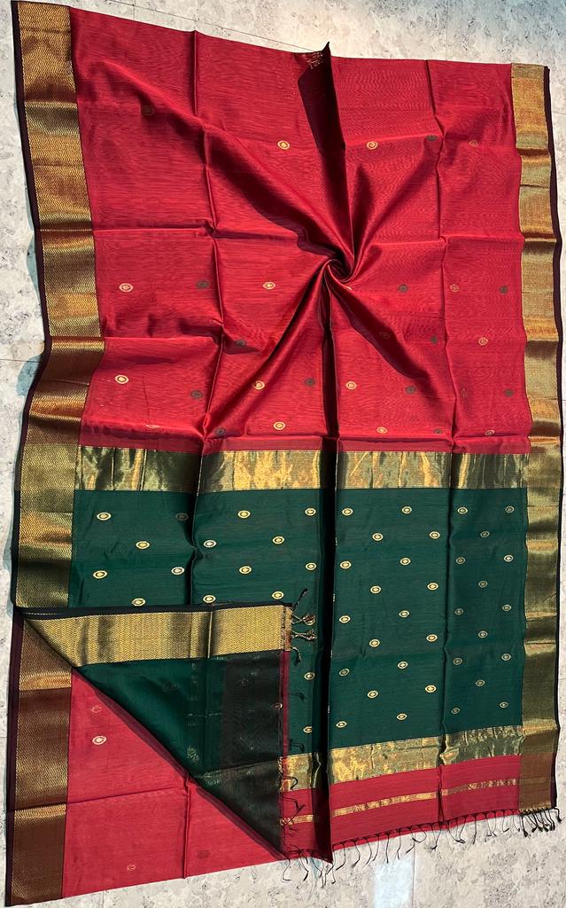 Handloom Maheshwari Meena Buti Saree