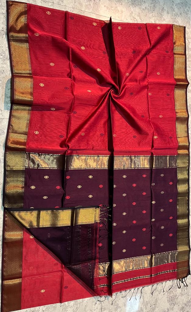 Handloom Maheshwari Meena Buti Saree