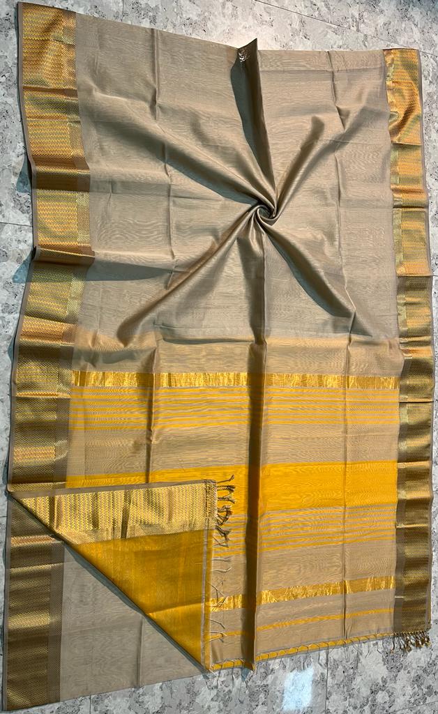 Handloom Maheshwari Resham With Border Saree