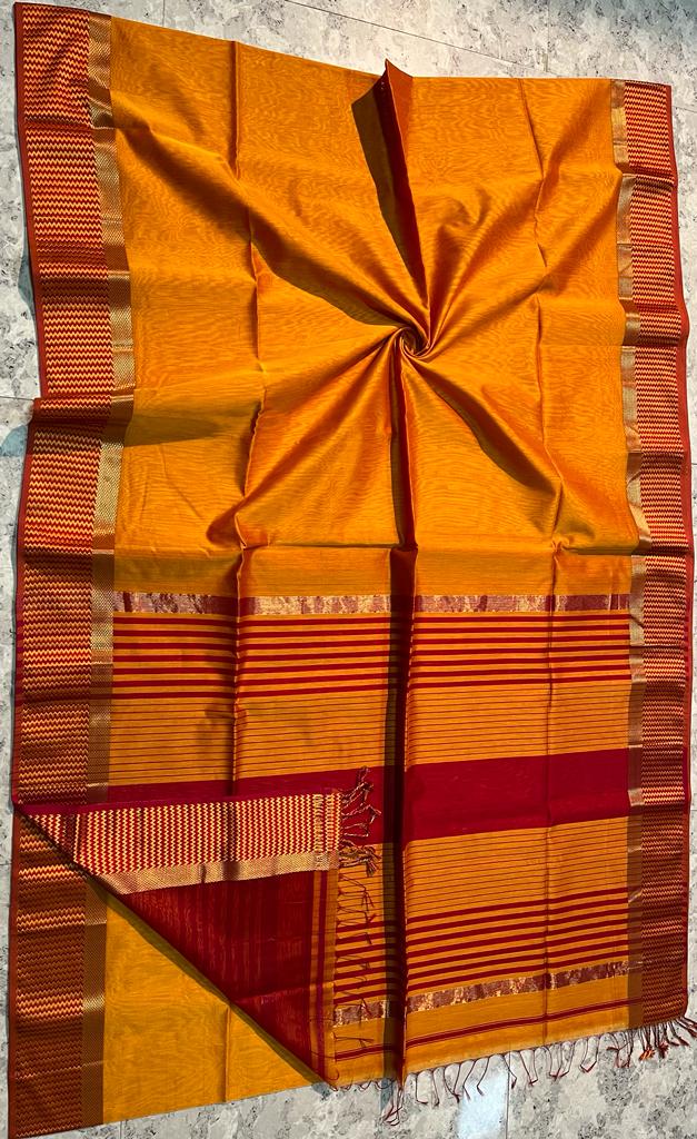 Handloom Maheshwari Resham With Border Saree
