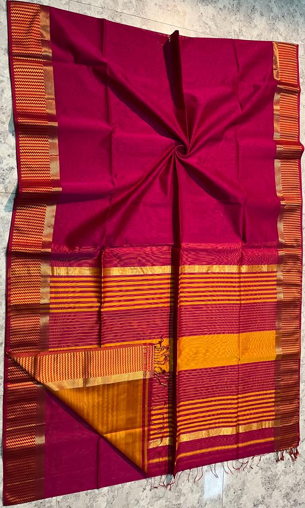 Handloom Maheshwari Resham With Border Saree