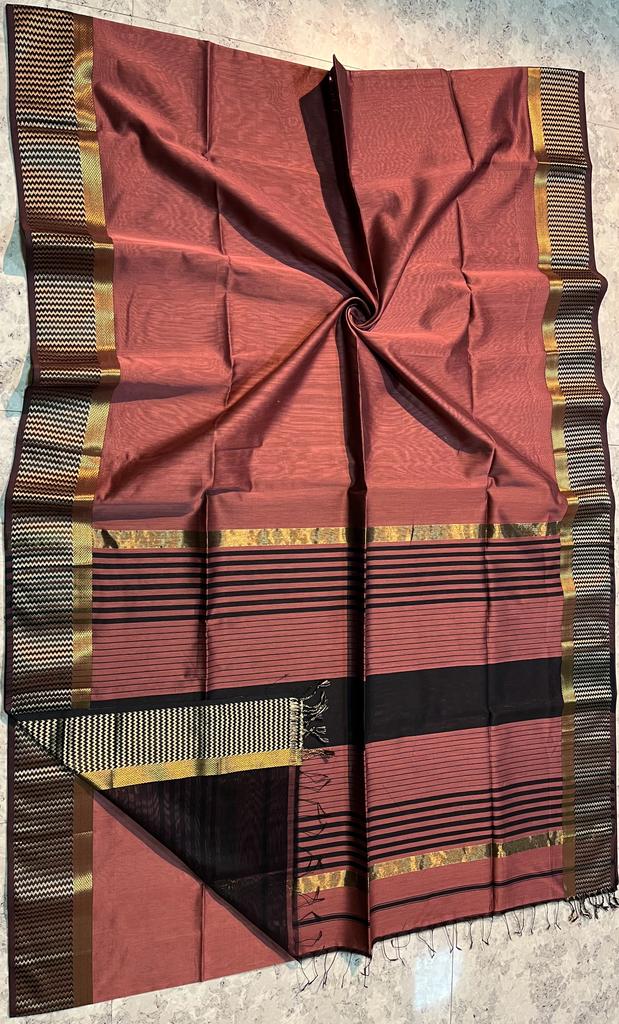 Handloom Maheshwari Resham With Border Saree
