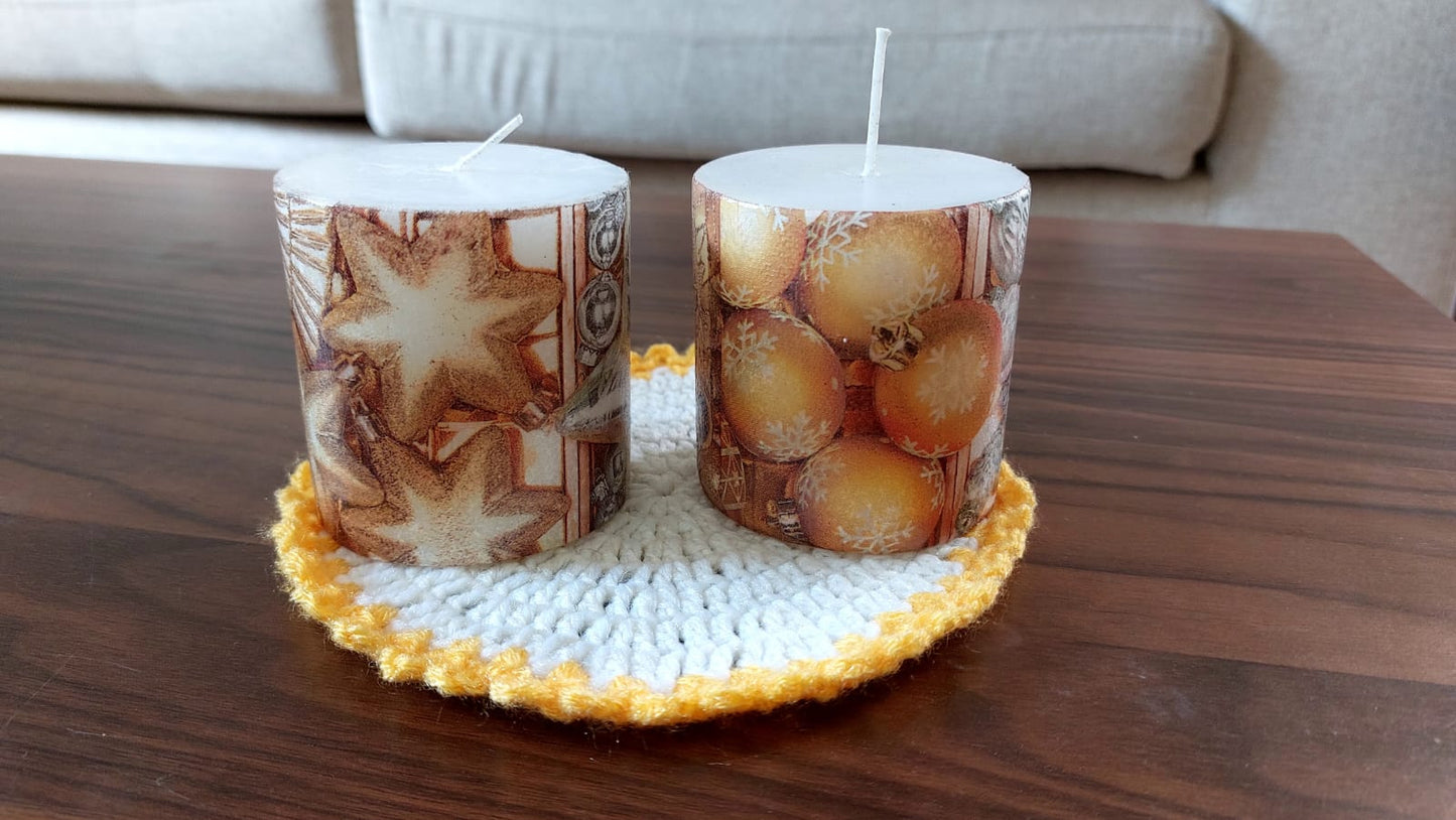 Christmas Themed Decoupage Candles
