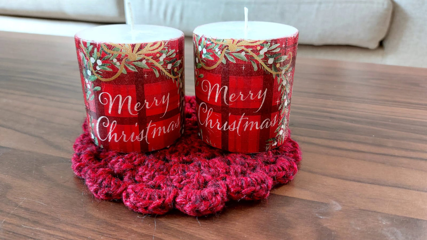 Christmas Themed Decoupage Candles