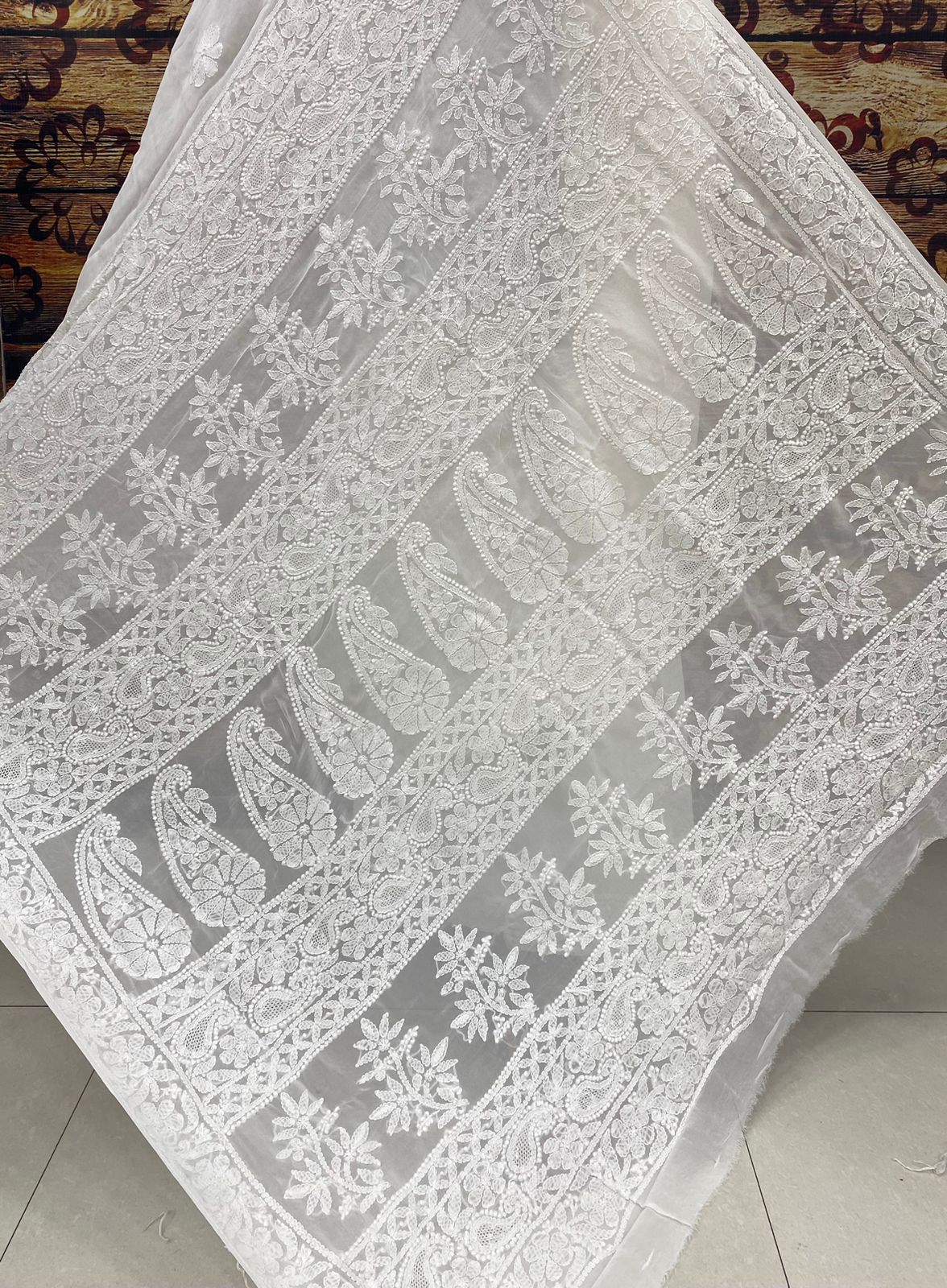 Hand Chikankari Pure Viscose Georgette Saree