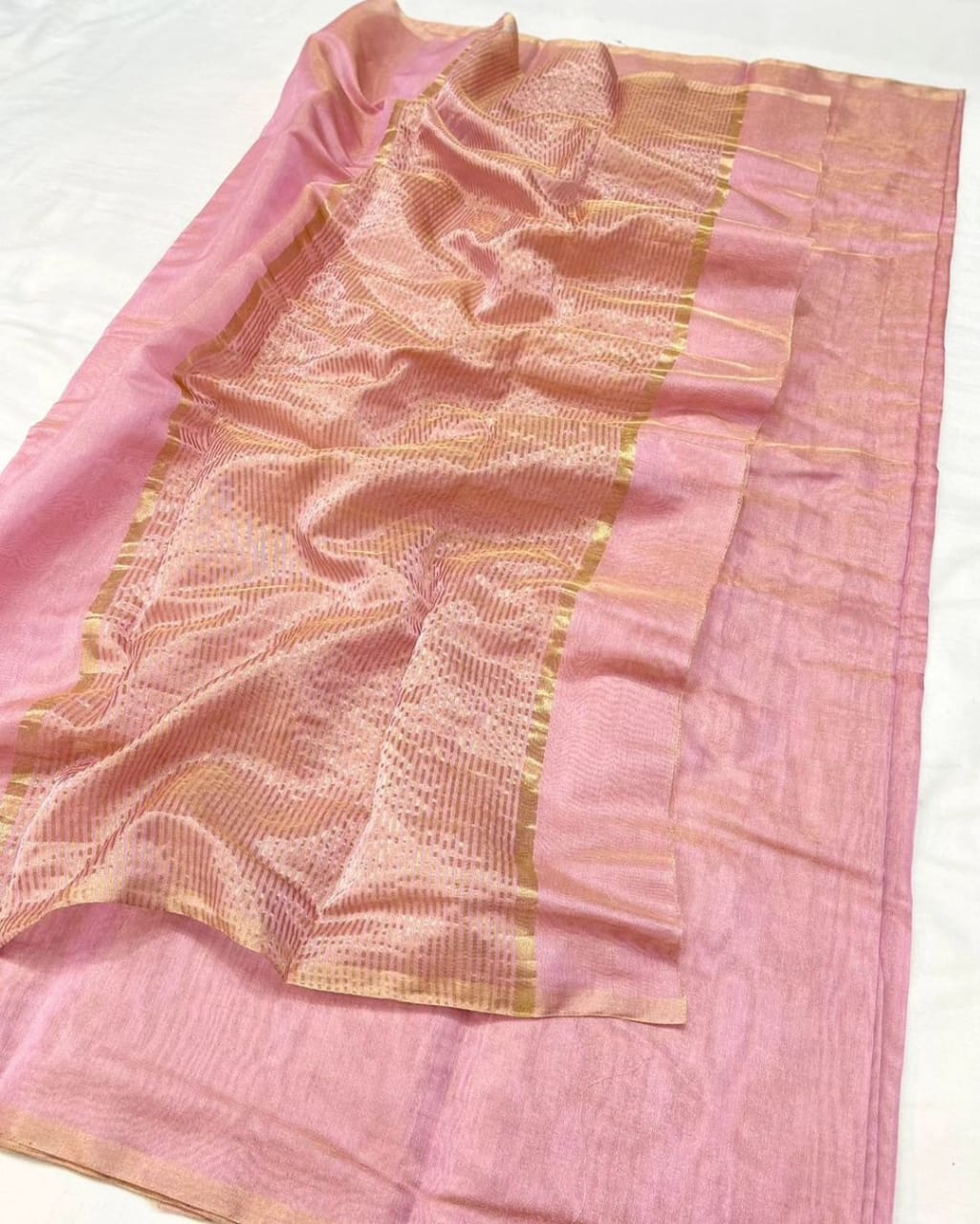 Handloom Maheshwari Full Tissue Saree zari border