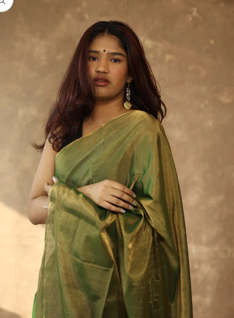 Handloom Maheshwari Full Tissue Saree zari border