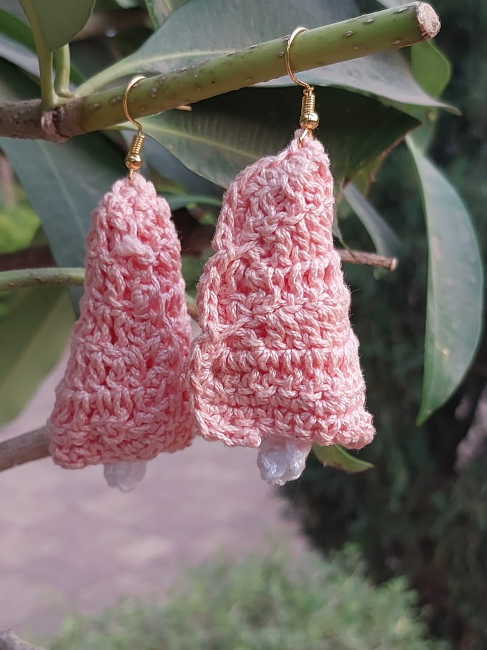 Pink Bell Crochet Earring