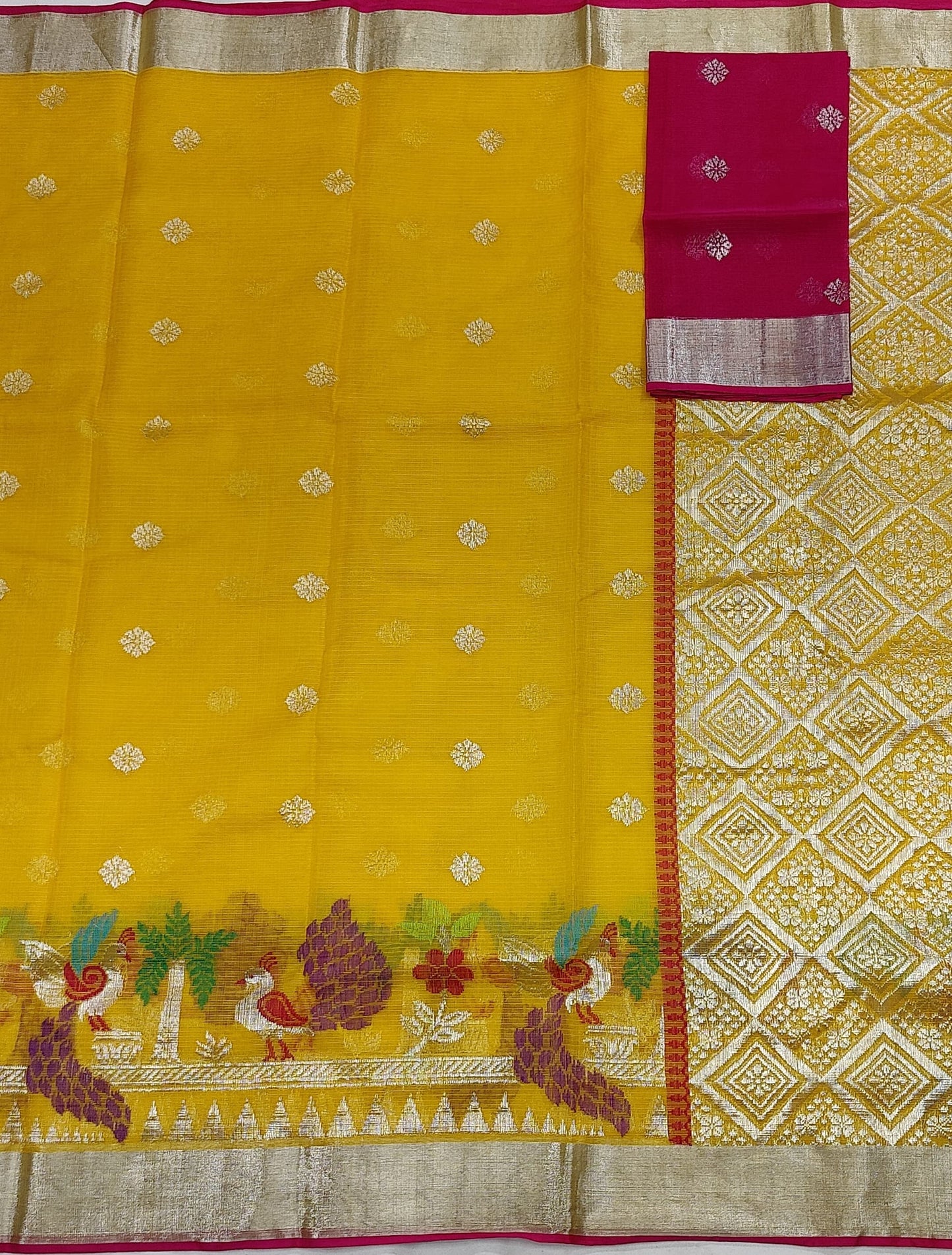 Handloom Pure Zari Kota Silk Skirt Design Saree