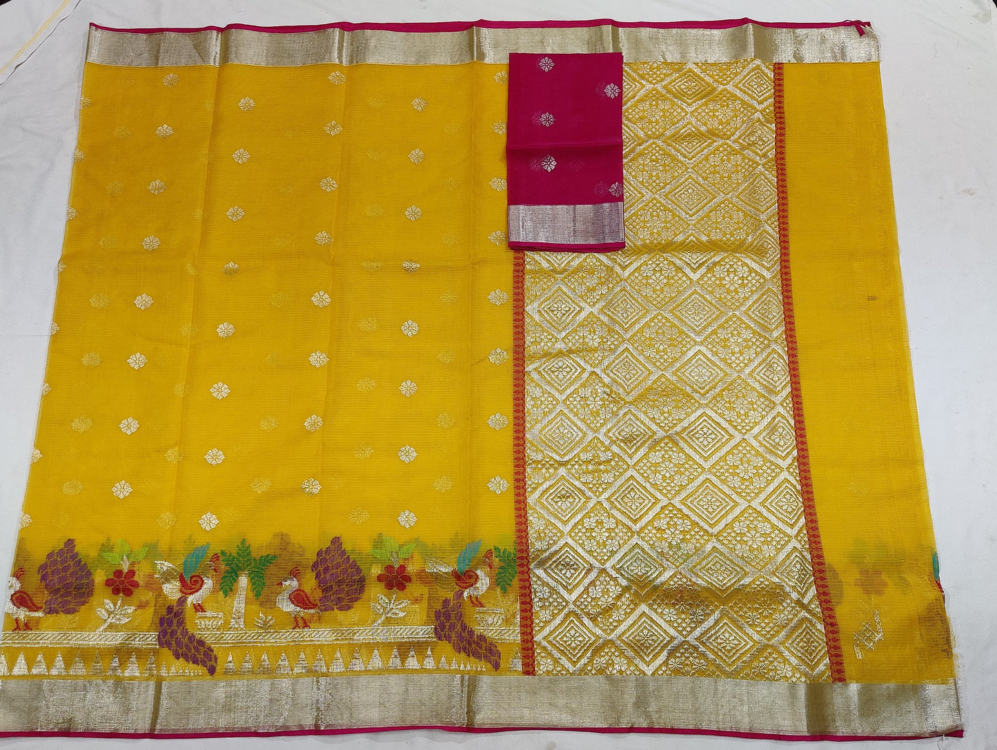 Handloom Pure Zari Kota Silk Skirt Design Saree