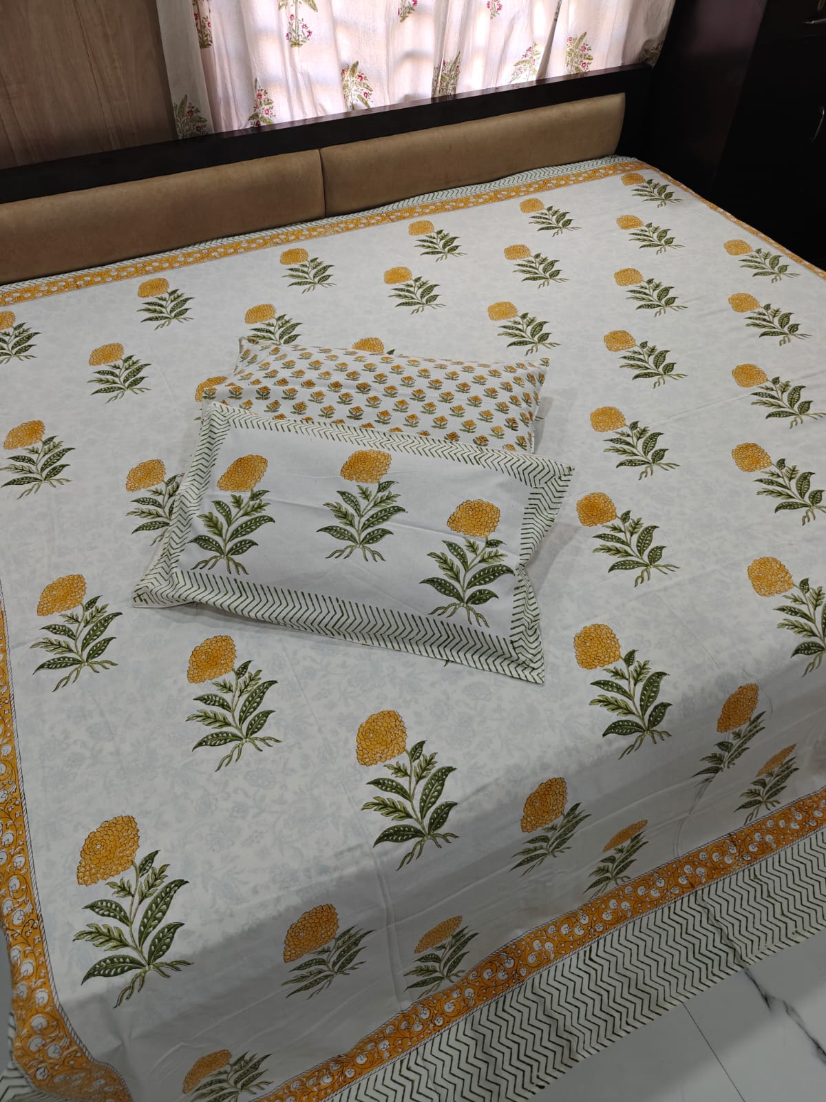 Hand block Printed King Size Bedding Set