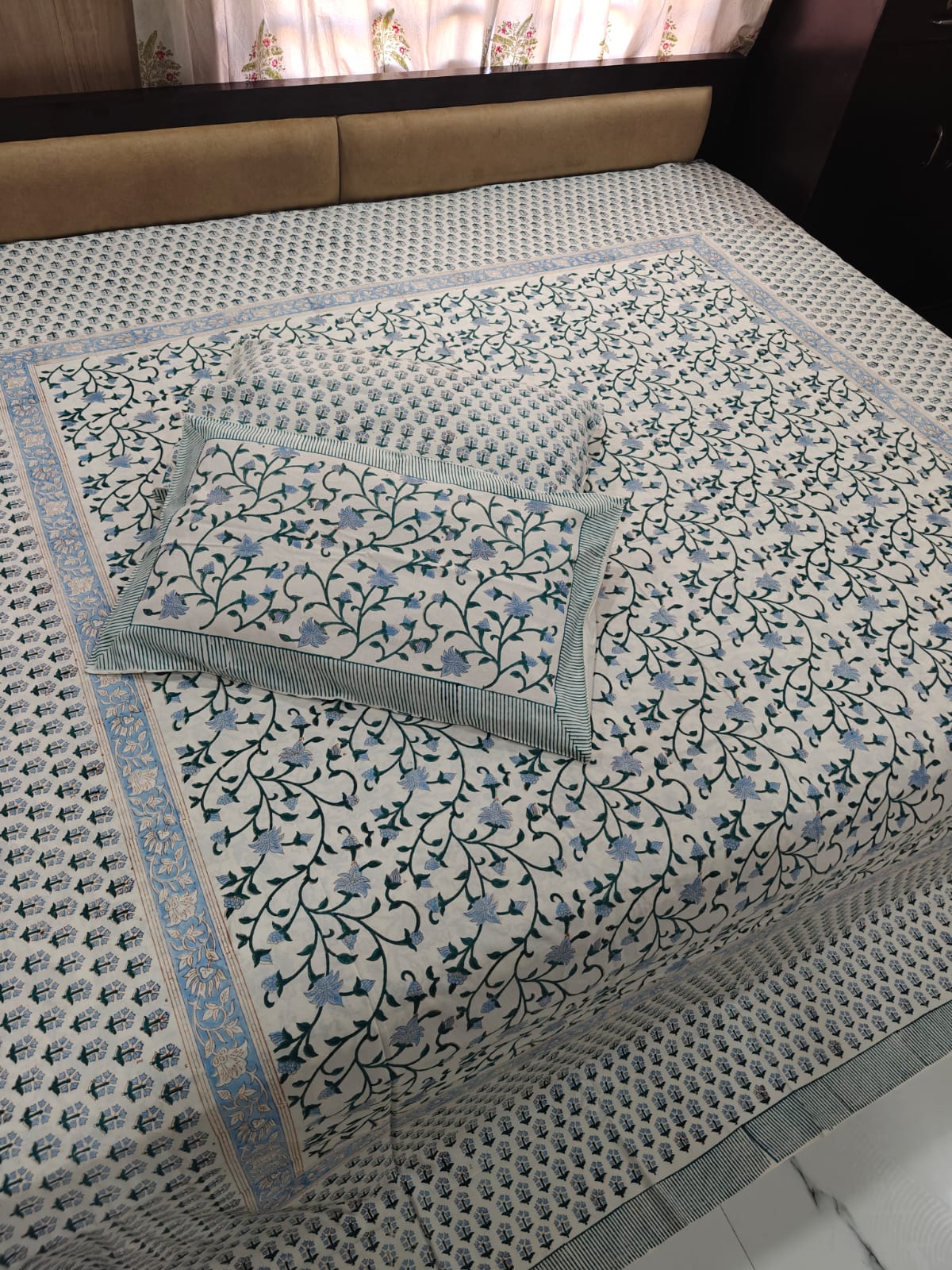 Hand block Printed King Size Bedding Set