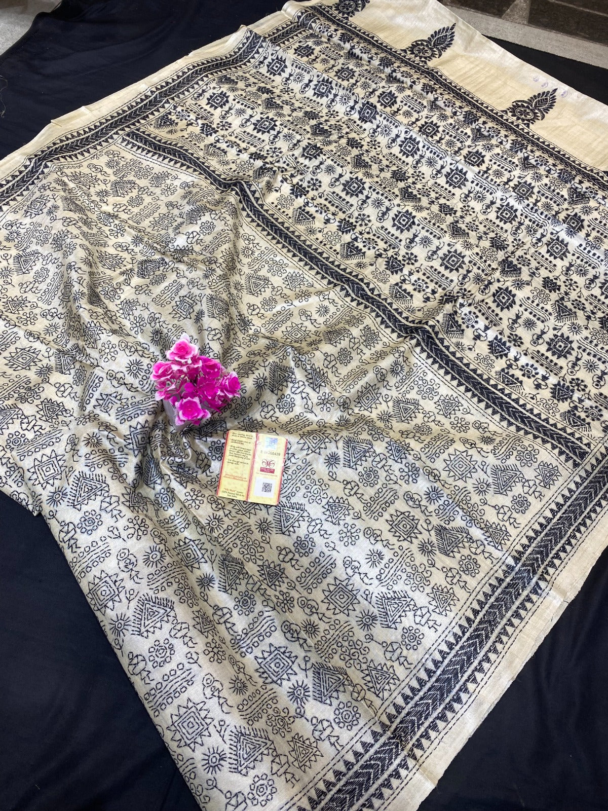 Pure Tussar Silk Katha Saree with Marwahi Work