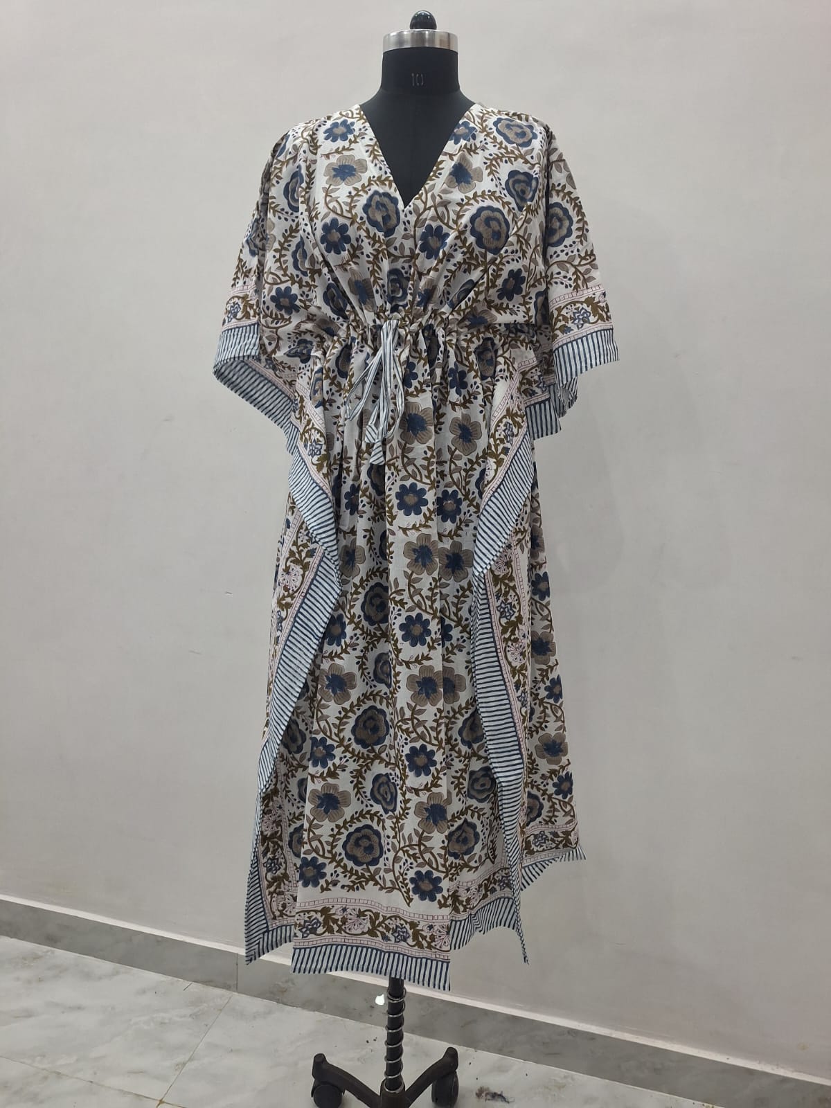 Hand Block Printed Soft Cambric Cotton Kaftan