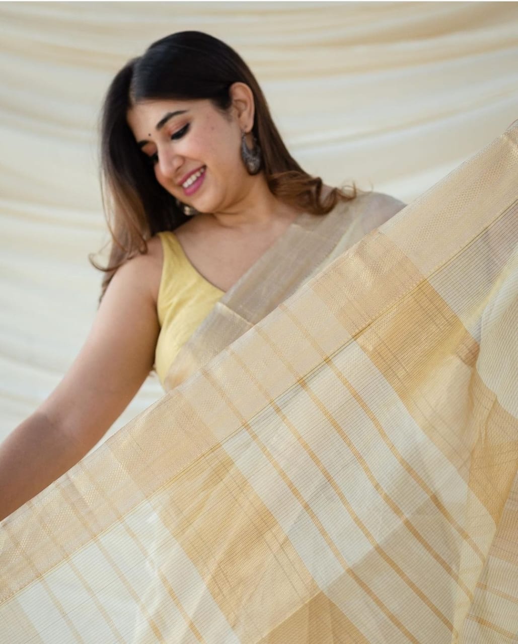 Handloom Maheshwari Tissue Zari Border