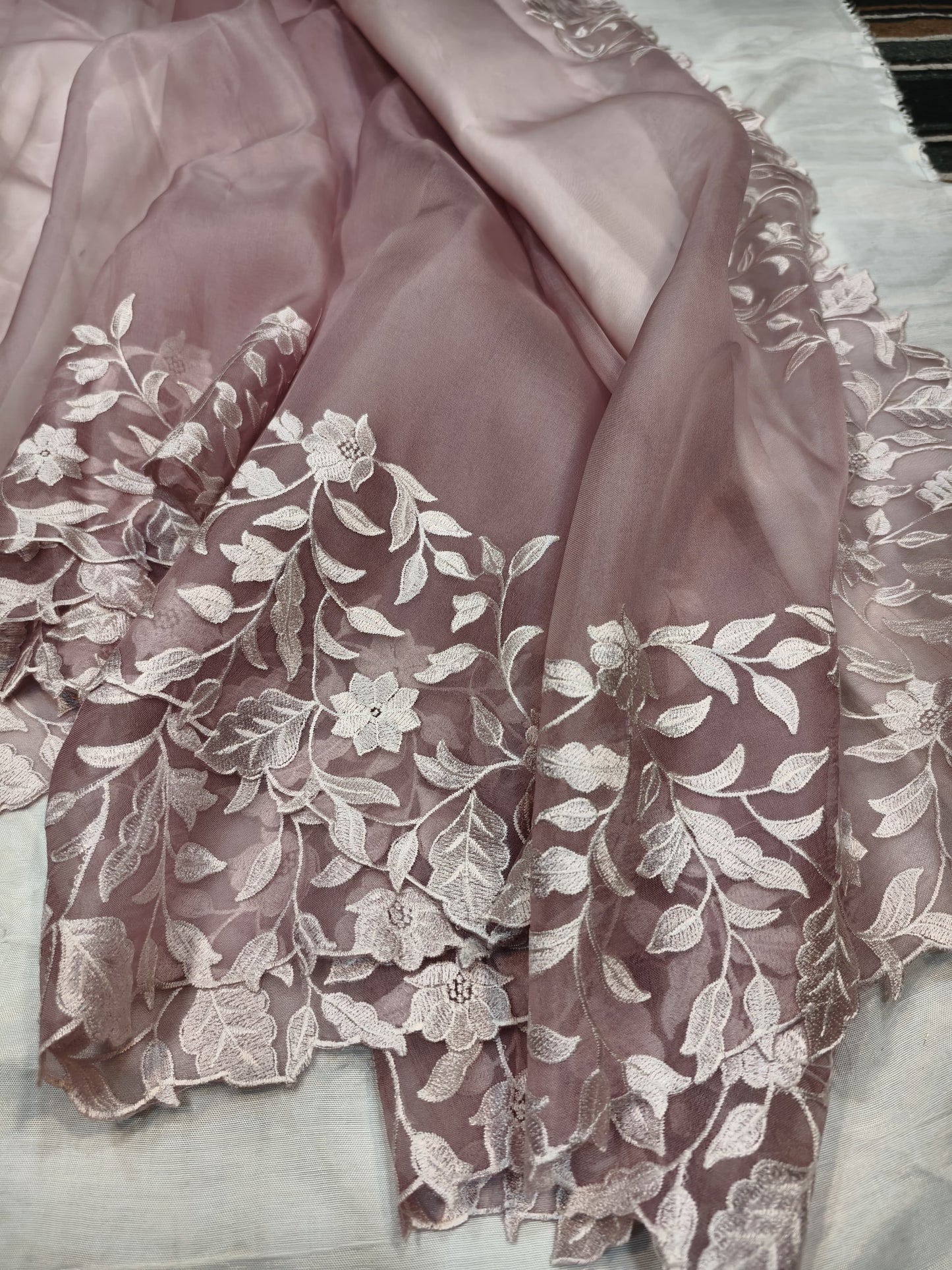 Banarasi Pure Organza Silk With Embroidery Scalloped Cutwork Sarees