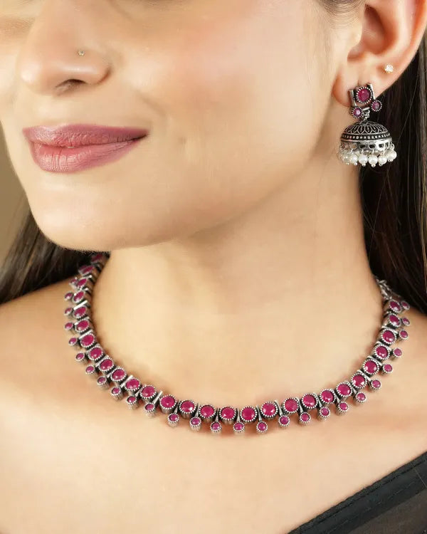 Single Stone Necklace with Earrings