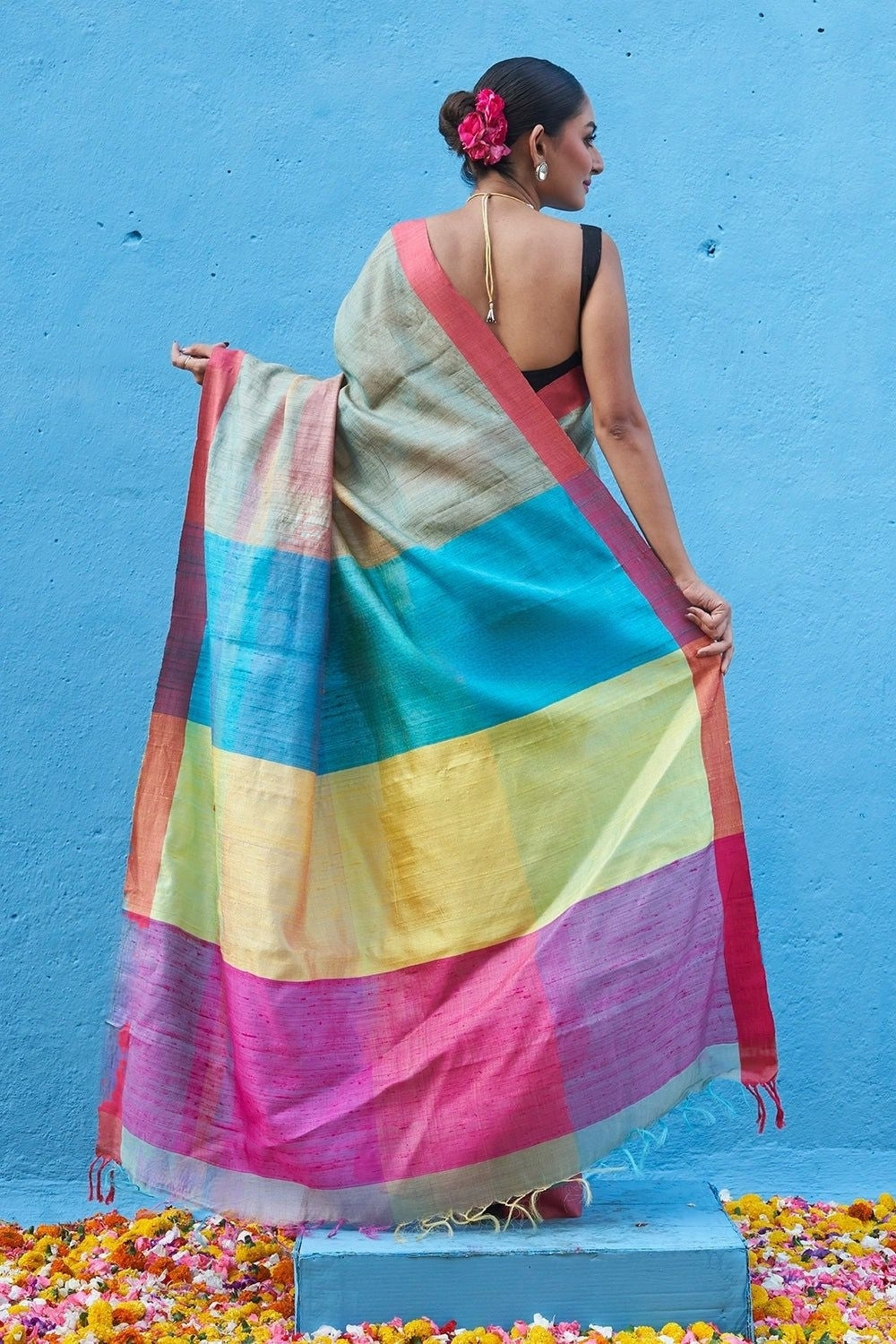 Tussar Kosa Multicoloured Saree
