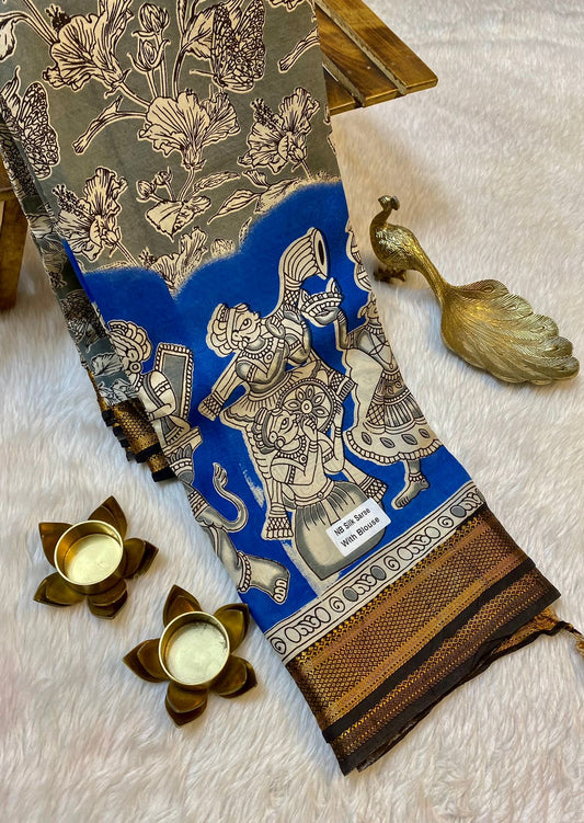 Semi Silk Hand Kalamkari Saree