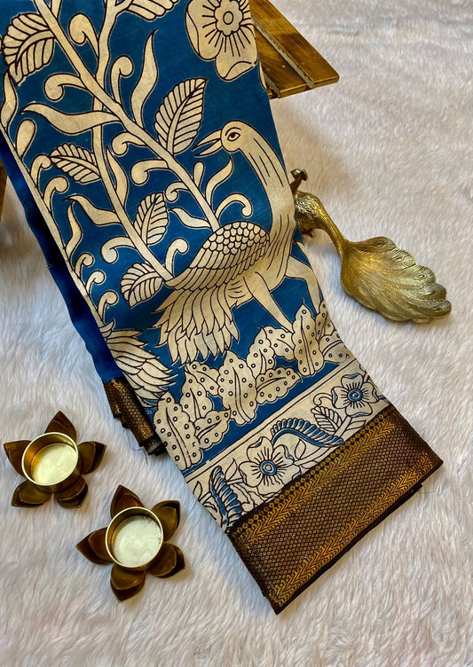 Semi Silk Hand Kalamkari Saree