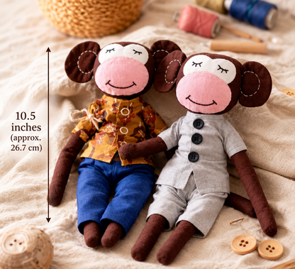 Chiku & Kiki | Handmade Upcycled Fabric Monkey Dolls