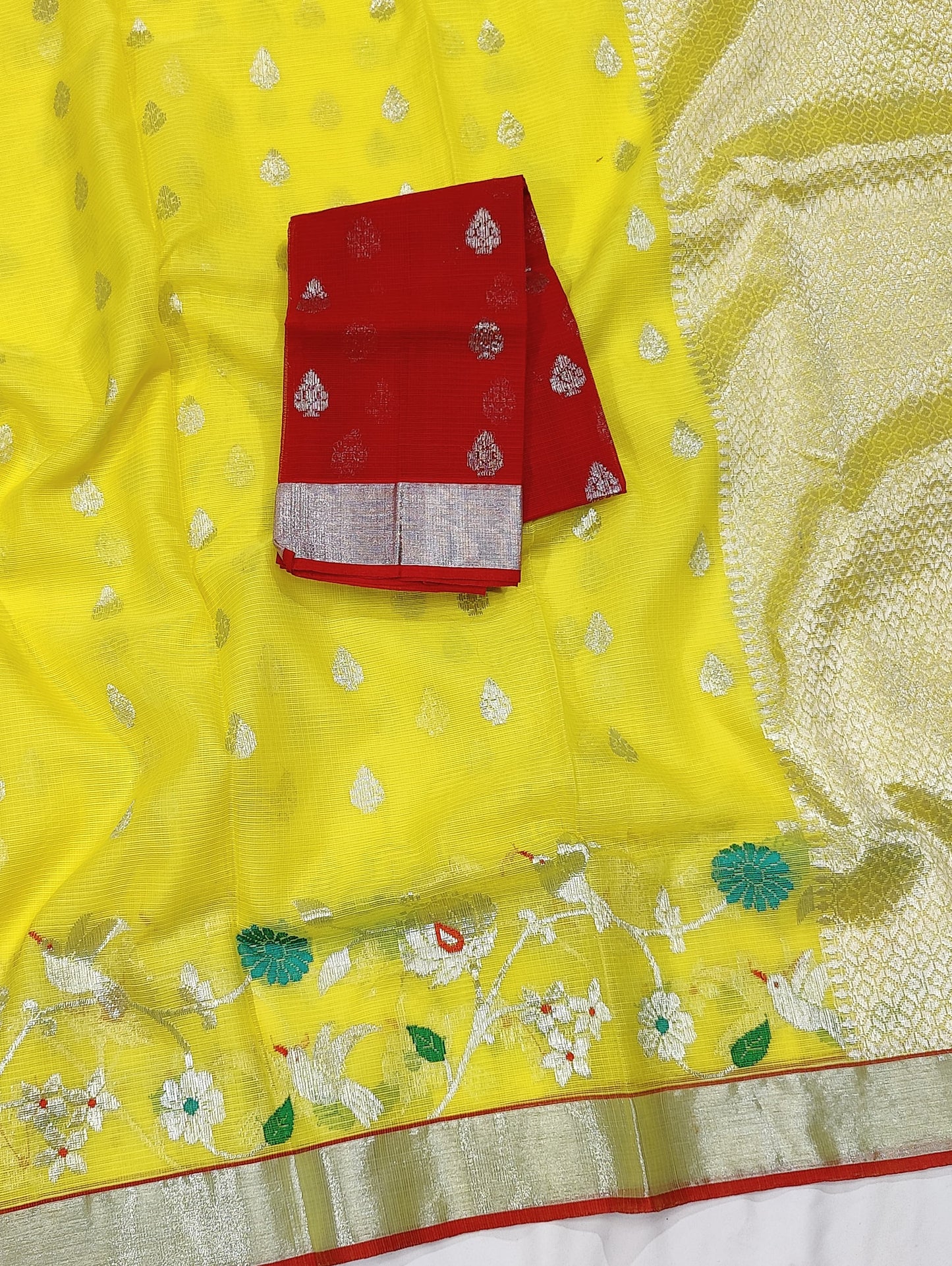 Handloom Pure Zari Kota Silk Saree