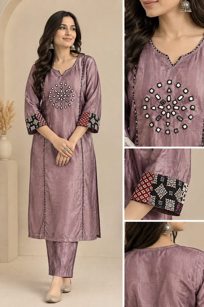Mashru silk mirror work kurti