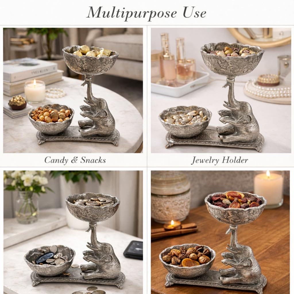 German silver elephant dry fruit holder