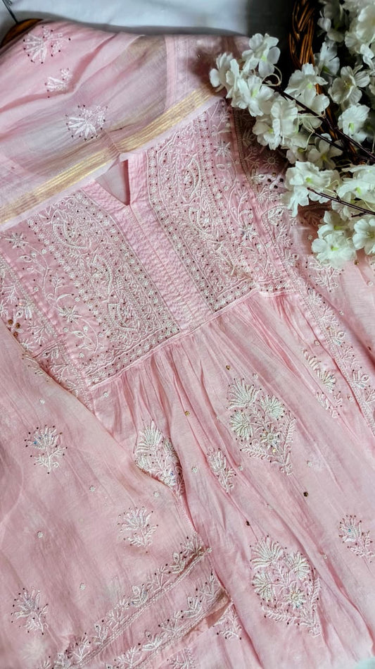 Mul Chanderi Gown Set