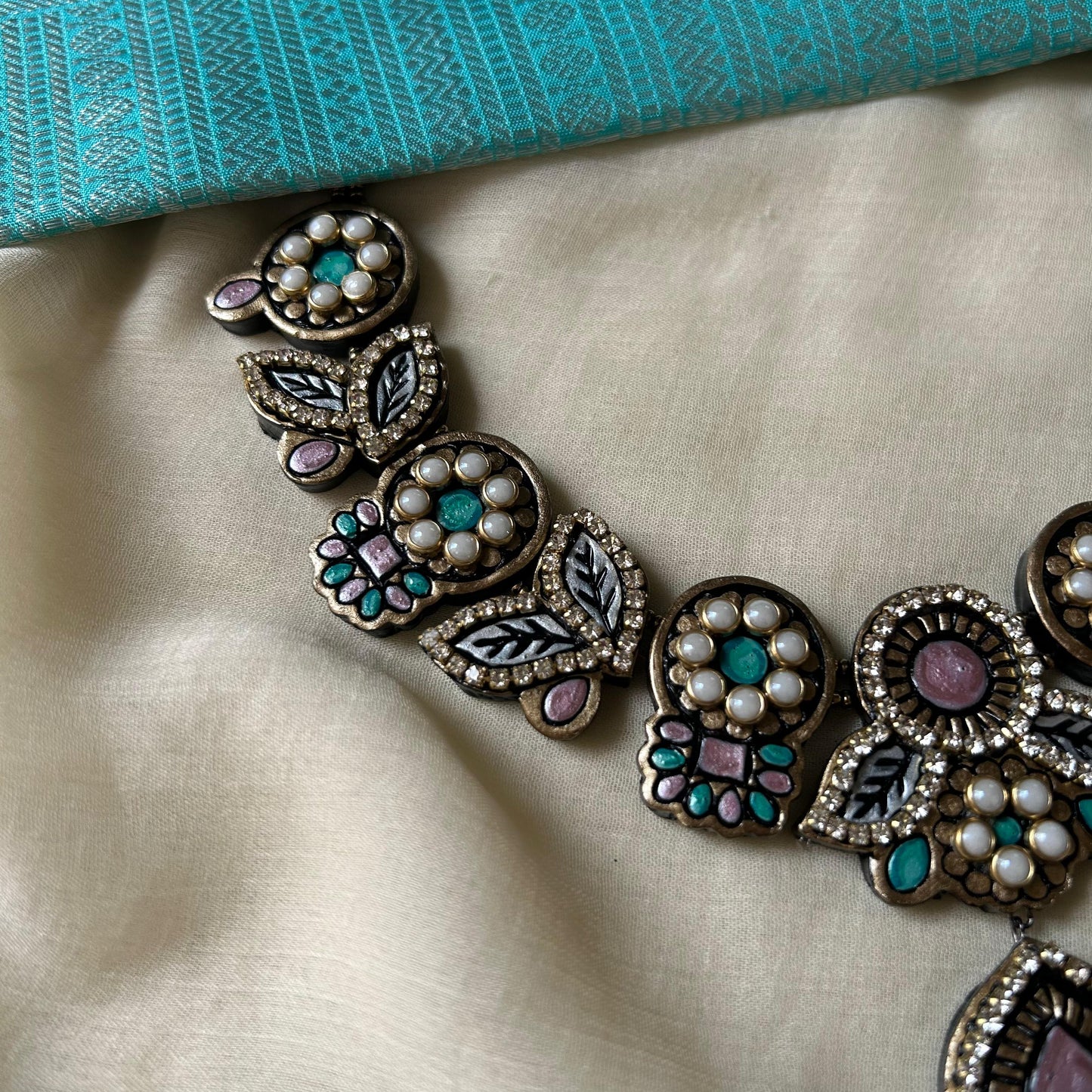 Handmade Terracotta Stone Necklace Set