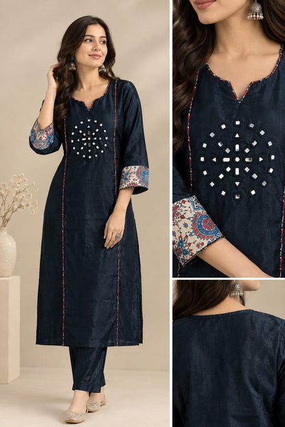Mashru silk mirror work kurti