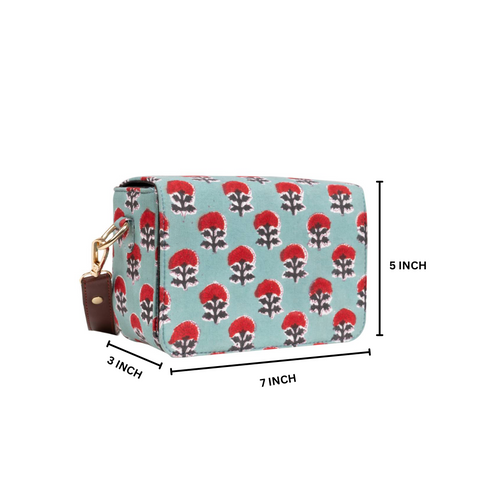 Raspberry Rush Blockprinted Cross Body Bags