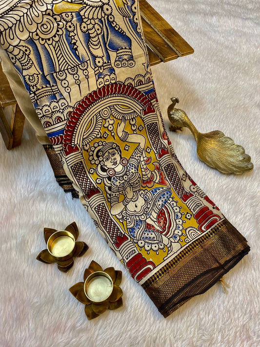Semi Silk Hand Kalamkari Saree