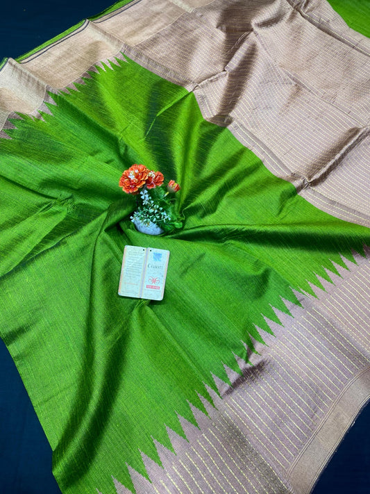 Pure Raw Silk temple border saree