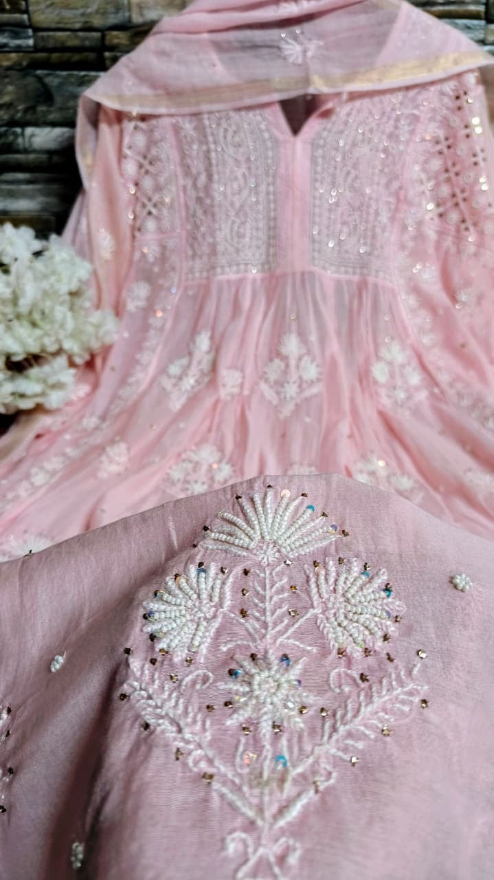 Mul Chanderi Gown Set
