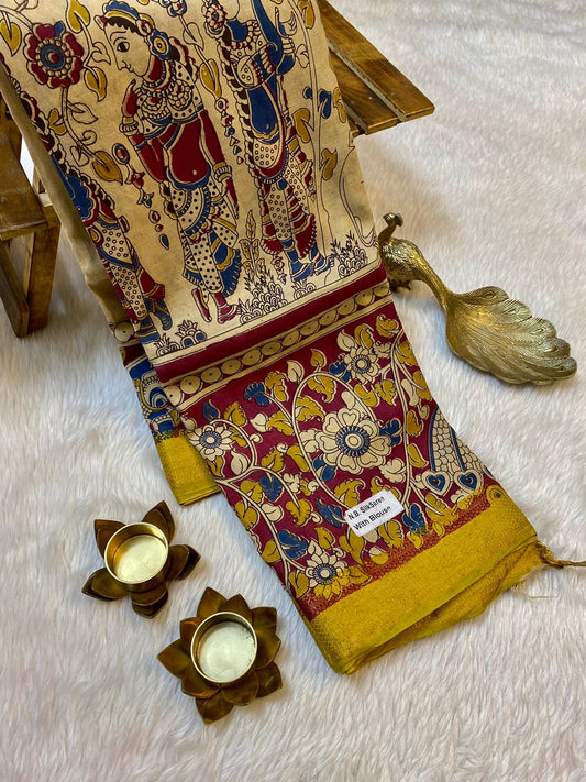 Semi Silk Hand Kalamkari Saree