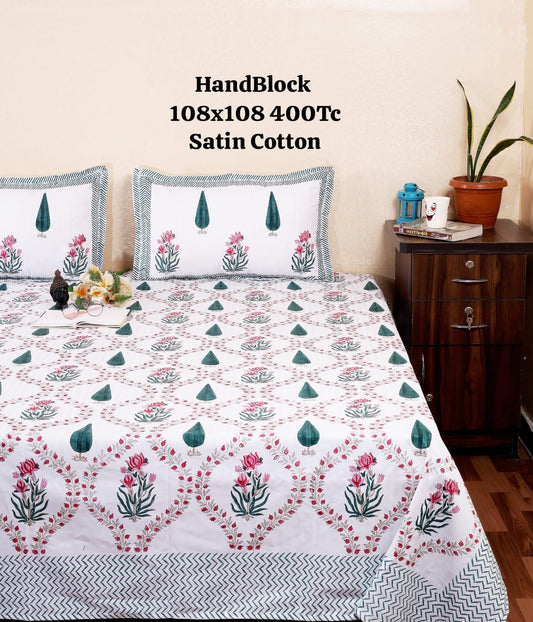 Handblock Print King Size Bedsheet