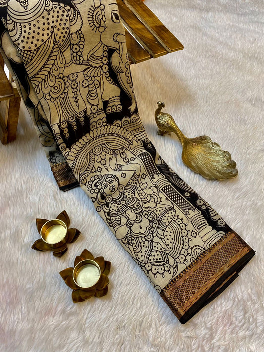 Semi Silk Hand Kalamkari Saree