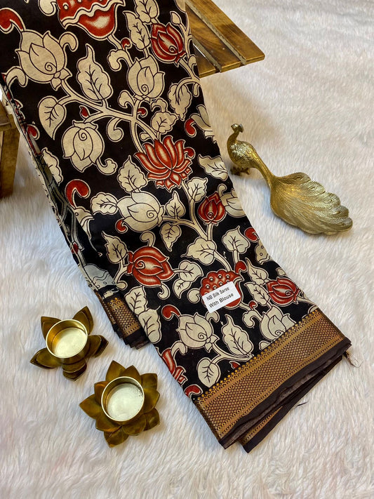 Semi Silk Hand Kalamkari Saree