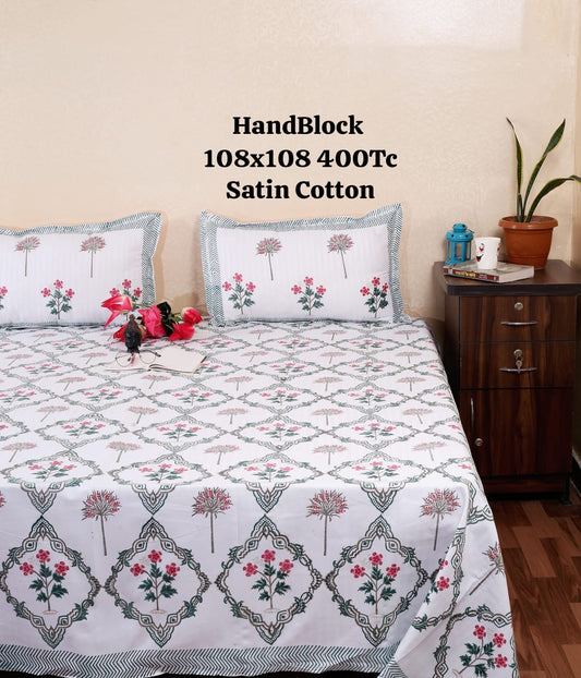 Handblock Print King Size Bedsheet