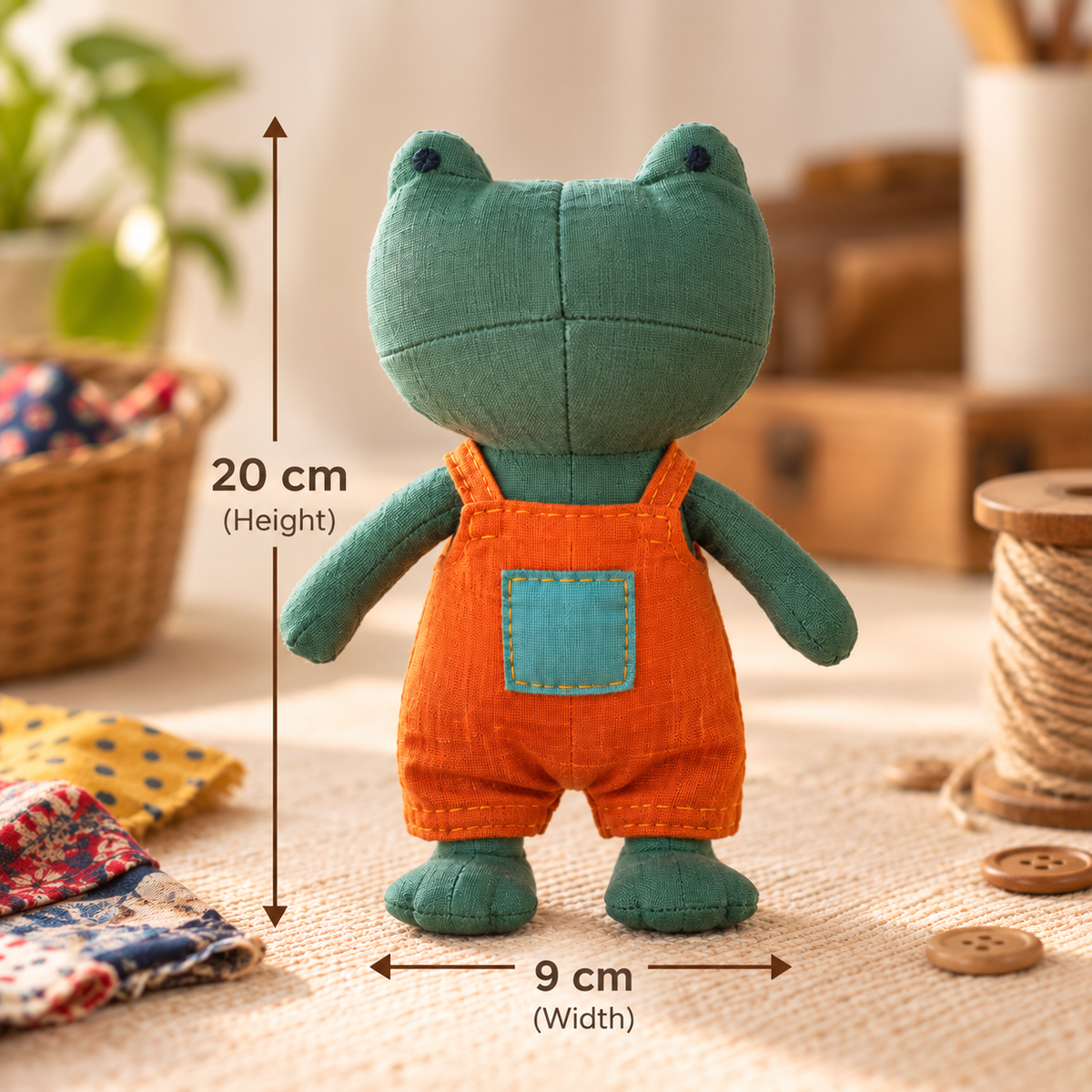 Handmade Upcycled Fabric Frog Doll Toy for Kids