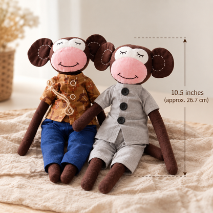 Chiku & Kiki | Handmade Upcycled Fabric Monkey Dolls