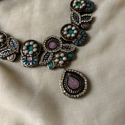 Handmade Terracotta Stone Necklace Set