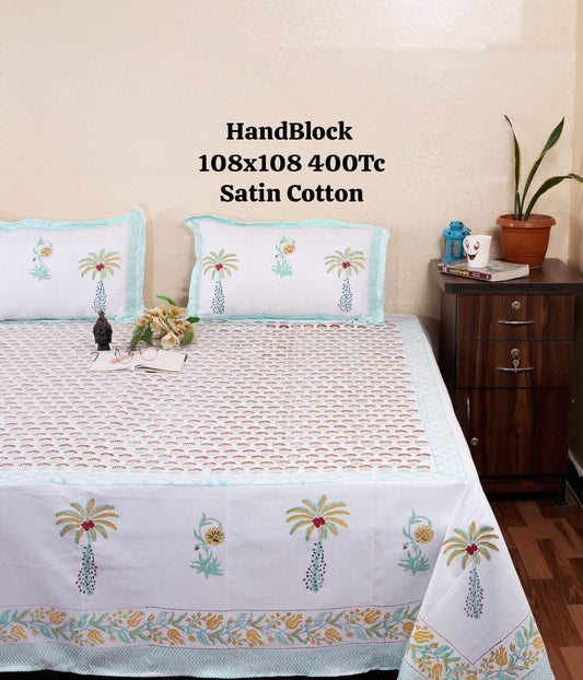 Handblock Print King Size Bedsheet