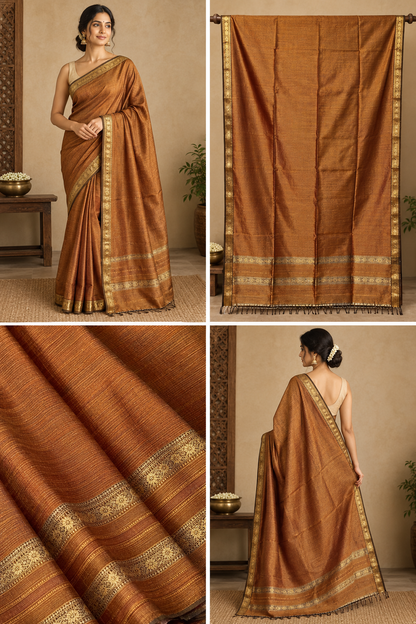 Maheshwari  Handwoven Garbha Reshmi Saree